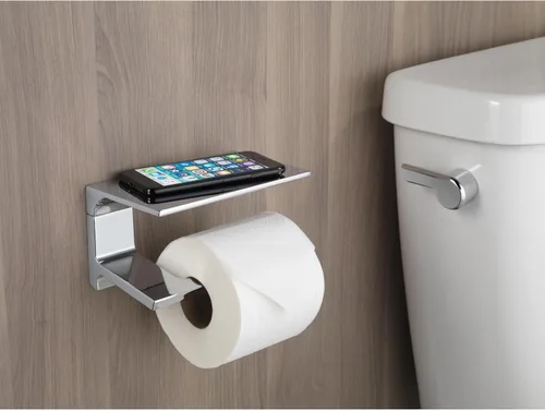 Miniatura 4 de DELTA Soporte de papel higiénico pivotal con estante, cromo pulido, accesorios de baño, 79956 6.93 x 3.94 x 3.5 pulgadas