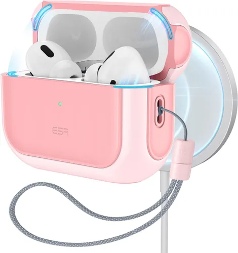 ESR Funda para AirPods Pro 2, compatible con Funda de AirPods Pro de 2ª/1ª generación (2023/2022/2019), compatible con MagSafe, cubierta de Rosa