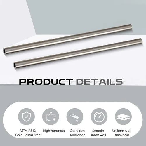 Miniatura 4 de Gisafai 1 pieza de tubo de acero laminado en frío de 3/4'' DE, 0.51'' DI, 0.12'' de pared, 24'' de longitud, tubo redondo sin costuras de metal