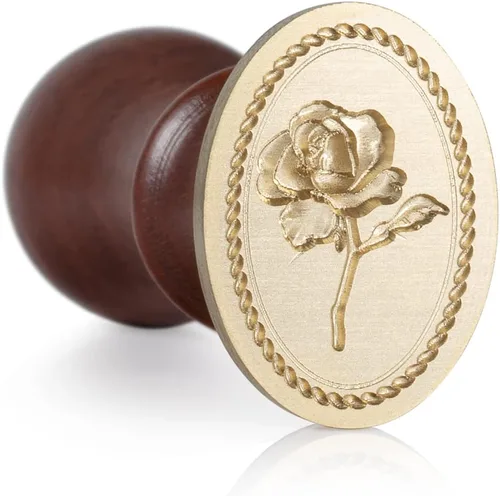 Miniatura 2 de Mceal Sello de cera con mango de madera pulida con sello grabado profundo de 1.18 pulgadas (1.181 in), sello en relieve 3D (Mimi Eden Rose)