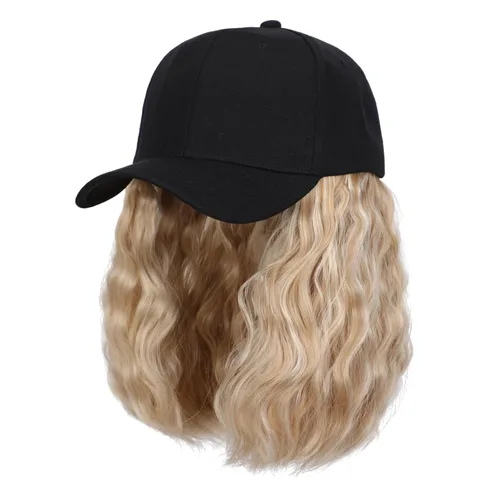 Miniatura 9 de Gorra de béisbol con extensiones de cabello, peluca ajustable, gorra rizada de 14 pulgadas, peluca sintética para mujer, marrón claro mezcla