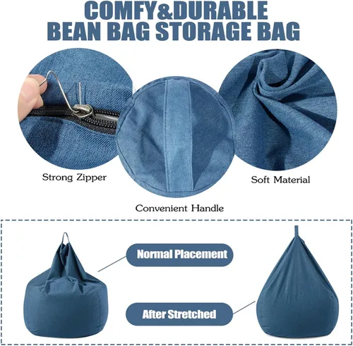 Miniatura 3 de Morbuy Puf para niños y adultos (sin relleno), funda suave y perezosa para sofá cama, lavable, almacenamiento de gran tamaño para interiores y Marrón