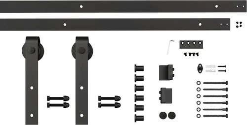 Miniatura 8 de TMS Serie N - Puerta corrediza interior de madera de pino anudada con kit de herrajes deslizantes (32 x 84 pulgadas, blanco)