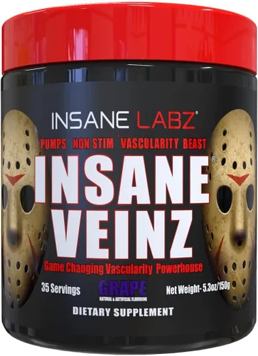 Miniatura 7 de Insane Labz Insane Veinz - Polvo no estimulante potenciador de óxido nítrico, cargado con sulfato de agmatina y betaína anhidra, aumenta