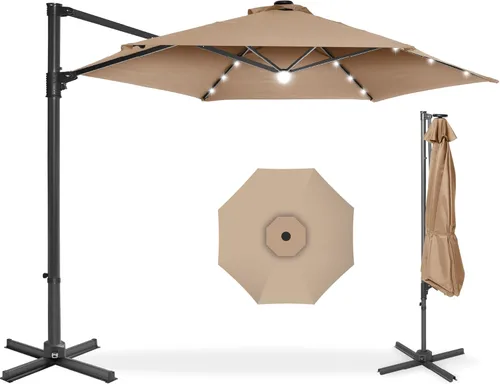 Miniatura 39 de Best Choice Products - Paraguas solar LED de 10 pies para colgar en el mercado o patio Gris