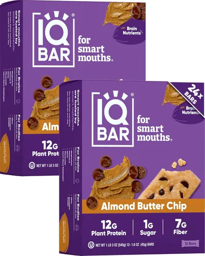 Miniatura 30 de IQBAR - Barras de proteínas para el cerebro y el cuerpo a base de plantas - Banana y nuez - 24 unidades - Keto, veganas, bajas en carbohidratos