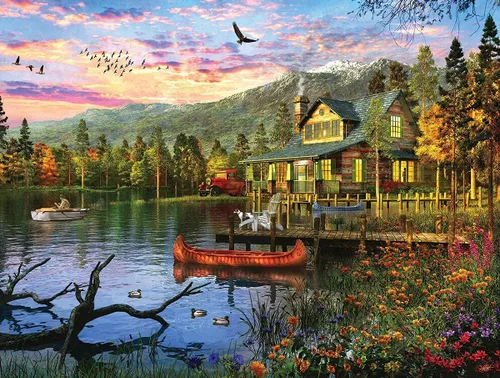 White Mountain Rompecabezas de 500 piezas con diseño de lago, montaña y primavera, piezas grandes, regalo para adultos y personas mayores de 18 x 24