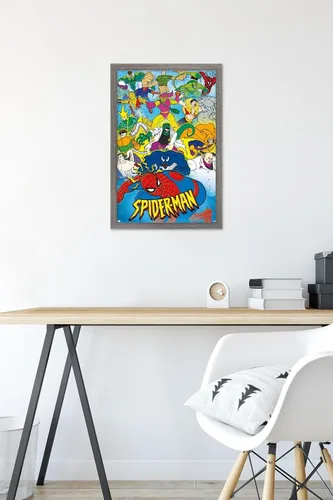 Miniatura 6 de Trends International Marvel Comics Spider-Man - Póster animado de pared de los años 90, 22.4 pulgadas de largo x 14.7 pulgadas, versión enmarcada