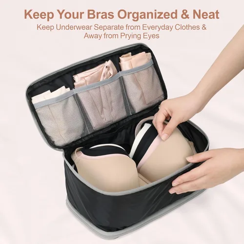 Miniatura 7 de Cambond Travel Underwear Organizer Bag - 4-in-1 Double Layer Lightweight Bra Organizer, Portable Expandable Compression Packing Cubes Travel Packing