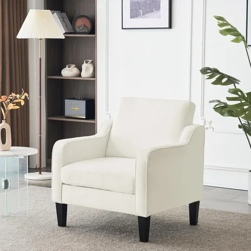 Miniatura 26 de VINGLI Juego de 2 Sillas de Acento Modernas, Sillas Beige para Sala de Estar, Sillón Cómodo para Dormitorio, Silla de Sofá Tapizada, Silla