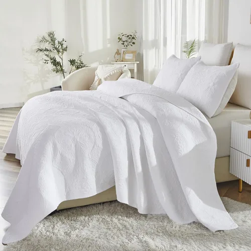 Miniatura 7 de Brandream Juego de Ropa de Cama Acolchado con Medallón de Lujo Tamaño King de Algodón Estilo Granja Juego de Edredón Tamaño Queen Colcha Matelassé