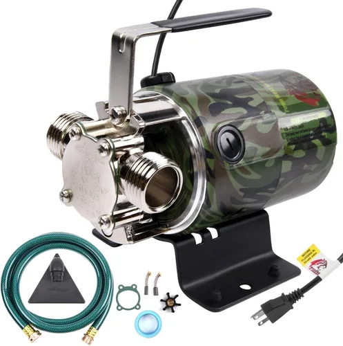 Miniatura 11 de TIGEROAR Bomba de agua de 12 V, bomba de transferencia de agua de 330 GPH RV estanque de lluvia con manguera de bomba de succión de 6 pies y kit