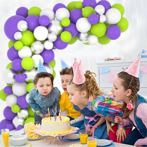 Miniatura 5 de Kit de arco de guirnalda de globos azules, morados y negros, 122 globos morados, azul rey y negro, globos metálicos plateados para videojuegos