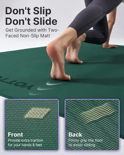 Miniatura 5 de YOTTOY Tapete de yoga grande (75 x 52 x 1/2 pulgadas), tapete de ejercicio TPE extra ancho, tapete de entrenamiento antideslizante para pilates