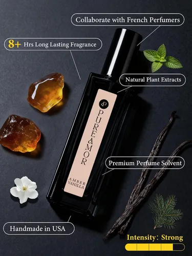 Miniatura 3 de PUREAMOR Perfume de Vainilla Ámbar para Mujeres, Fragancia con Aroma a Café con Notas Cálidas de Ámbar y Vainilla Dulce, Extrait de Parfum de Larga