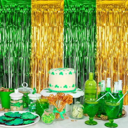 Miniatura 4 de LOLStar Cortinas de flecos de papel de aluminio para el Día de San Patricio, decoraciones de fiesta del día de San Patricio, 2 paquetes de 3.3 x 6.6