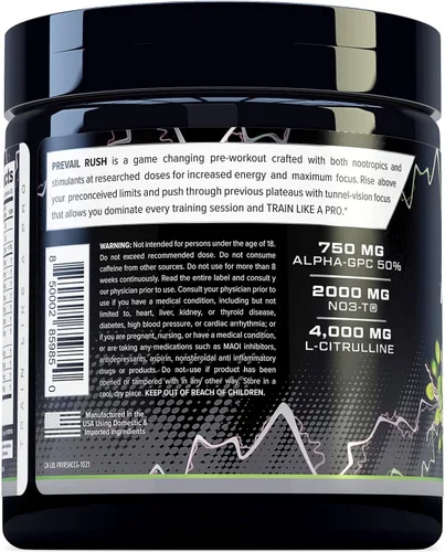 Miniatura 5 de Cutler Nutrition High Stim - Polvo de preentrenamiento Prevail Rush preentrenamiento para hombres y mujeres para bombas intensas, energía