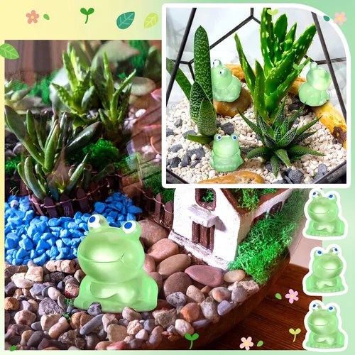 Miniatura 5 de 50 piezas de mini ranas de resina en miniatura, animales que brillan en la oscuridad, pequeñas ranas para jardín, paisaje, micro accesorios