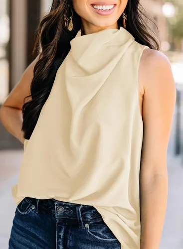 Miniatura 2 de Dokotoo Blusa de gasa holgada para mujer, estilo casual, elegante, con cuello vuelto
