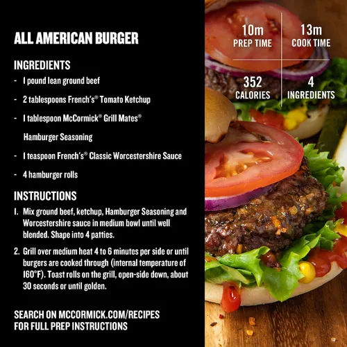 Miniatura 5 de Especias McCormick Grill Mates, paquete variado para asado diario (carne de Montreal, pollo Montreal, ajo asado y hierbas, hamburguesa), 4