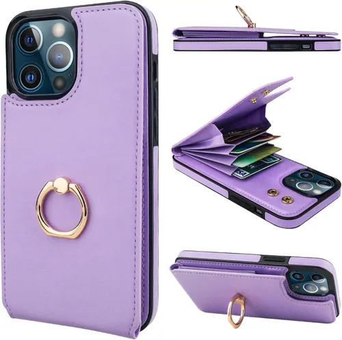 Miniatura 16 de Folosu Funda compatible con iPhone 13 Pro Max con soporte para tarjetas, rotación de 360°, soporte de anillo de dedo con función atril, bloqueo