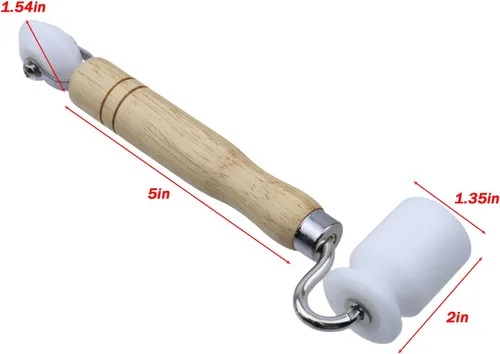 Miniatura 2 de Rodillo de costura de nailon de doble extremo con mango de madera, herramienta de rodillo de papel tapiz para construcción, amortiguamiento