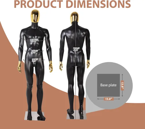 Miniatura 2 de Maniquí de cuerpo completo masculino – Soporte de maniquí con base de metal Pantalla de forma de vestido desmontable, modelo de vestido ajustable