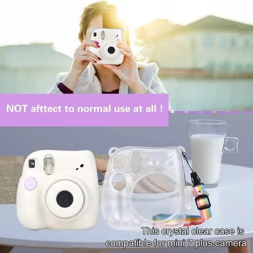 Miniatura 5 de MUZIRI KIKONKOO - Funda transparente para cámara Fuji Instax Mini 7+/ Mini 7 Plus con correa ajustable