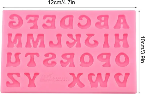 Miniatura 2 de Moldes de silicona con forma de letras, herramienta de decoración, rosa, gris, molde del alfabeto para pastel, fondant, chocolate (rosa)