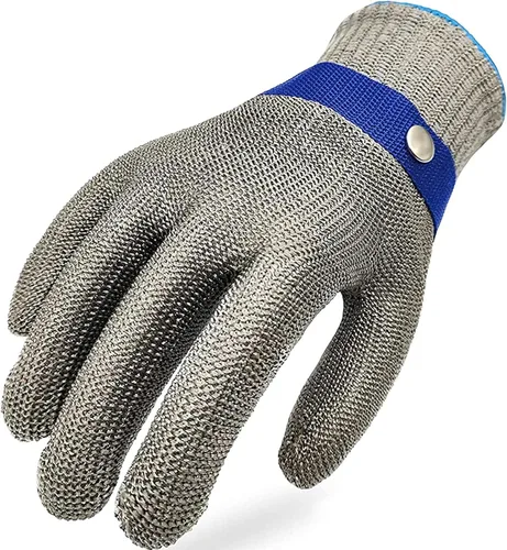 2.0 ANSI A9 - Guantes resistentes a los cortes de malla de acero inoxidable, guantes de alambre de metal, duraderos y resistentes al óxido, guantes