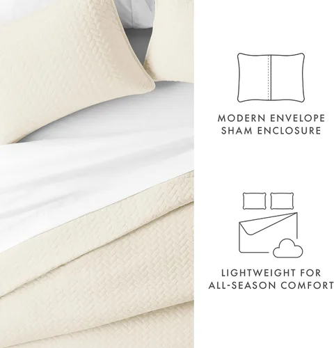 Miniatura 5 de Linen Market Juego de ropa de cama de 3 piezas color marfil tamaño Queen – Una colcha ligera y edredones lavables a máquina – Incluye colcha