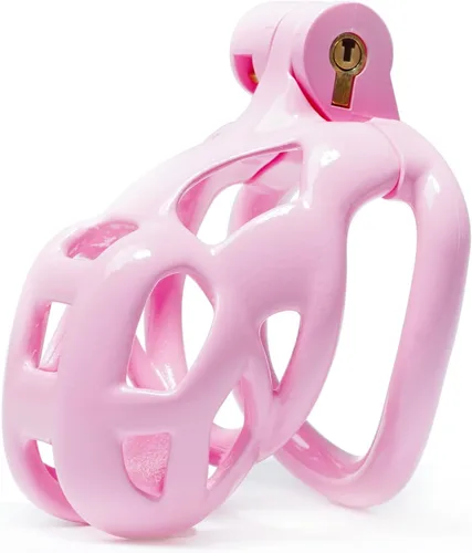 Miniatura 13 de Jaula de castidad masculina Cobra con 5 anillos de resina y cerradura para hombres, transpirable (Grande)