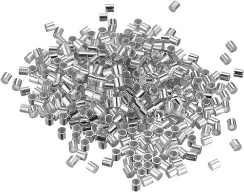 Miniatura 6 de uxcell 500 cuentas de tubo de engarzado, tubo de latón de 0.069 x 0.069 pulgadas, cuentas espaciadoras de extremo de engarzado, pequeños topes