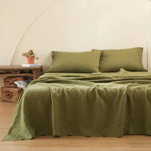 Miniatura 25 de Simple&Opulence - Juego de sábanas de lino 100 % lavado, tamaño Queen, lino natural francés, 4 piezas, transpirables, ultrasuaves; ropa de cama