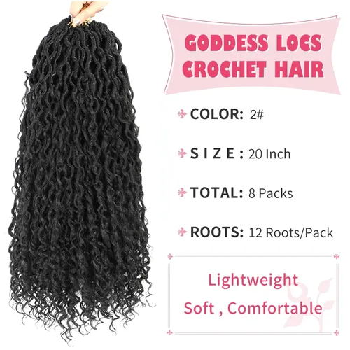 Miniatura 26 de Alicoco Goddess Locs Cabello de Ganchillo 12 Pulgadas 8 Paquetes Rastas Sintéticas de Ganchillo Para Mujeres Rastas Suaves Boho Pre-enrolladas River