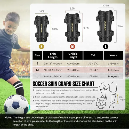 Miniatura 2 de Espinilleras de fútbol Geekism para niños jóvenes, niños pequeños, espinilleras protectoras de fútbol y mangas - Equipo de fútbol para niños de 3