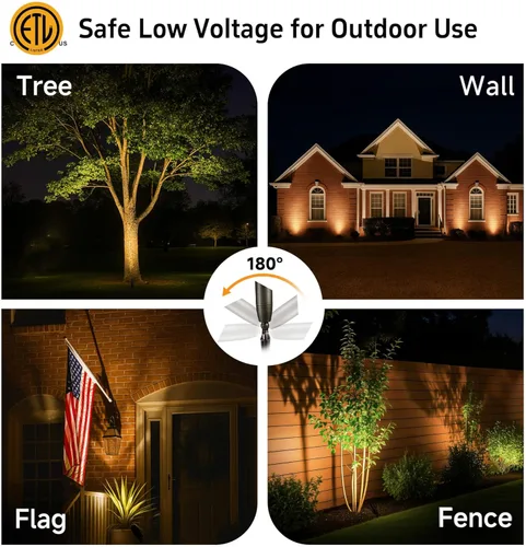 Miniatura 5 de Gardenreet Focos de paisaje de bajo voltaje - Luz superior LED de latón 12V para exterior, luces focales cableadas IP65 impermeables, enfoque