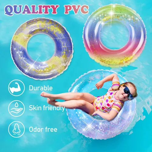 Miniatura 3 de Flotadores de piscina para niños, paquete de 3, anillos de natación inflables para niñas de 4 a 10 años, juguetes de tubos de piscina, flotadores