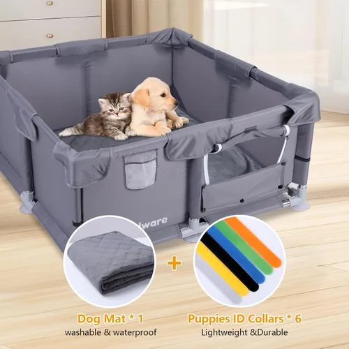 Miniatura 2 de Corralito para cachorros, 28 x 28 x 15 pulgadas, corralito para perros en interiores, corralito de animales pequeños con puerta para pollitos