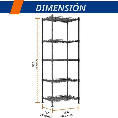 Miniatura 3 de REGILLER Estantería de Almacenamiento de Metal de 5 Niveles con Estantes Ajustables, Unidades de Estantería de Pie para Lavandería, Baño, Cocina