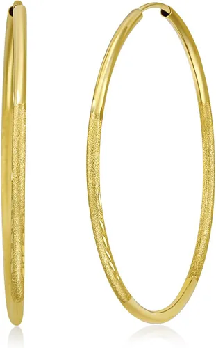 Miniatura 2 de Pendientes de aro de oro amarillo de 14 quilates de 0.059in de grosor 8 tamaños diferentes disponibles