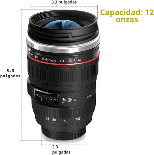 Miniatura 6 de Taza de café con diseño de lente de cámara Chasing Y, taza con forma de lente de cámara, divertidas tazas de café con lente de cámara de acero
