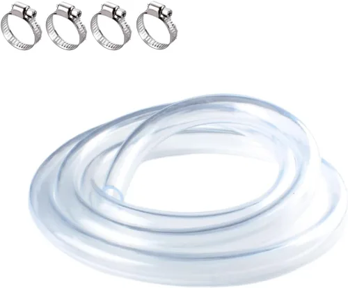 Tubo de PVC de 1" DI x 1-1/4" DE - Tubo de vinilo transparente de 5 pies con 4 abrazaderas de acero inoxidable, tubo de PVC flexible de baja