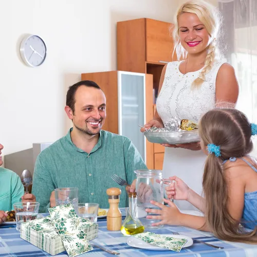 Miniatura 6 de 100 servilletas de eucalipto desechables de 3 capas de papel de hojas de eucalipto verdes para invitados, servilletas de cóctel, papel verde