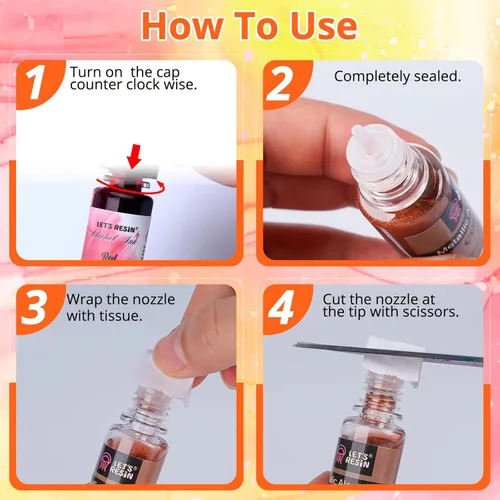 Miniatura 5 de LET'S RESIN Juego de 64 tintas de alcohol concentrado, 9 colores pastel y 9 colores vibrantes metálicos a base de alcohol para resina epoxi, tinte