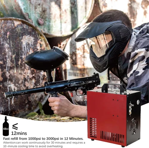 Miniatura 2 de Thunder - Compresor de aire PCP de 4500 psi, recarga de hasta 1.6 L, llenado rápido para pistolas de aire o tanque de paintball, apagado automático