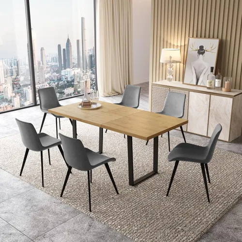 Miniatura 18 de ZckyCine Conjunto moderno de mesa de comedor de 5 piezas con mesa rectangular de madera y 4 sillas tapizadas en cuero, capacidad para 4 personas