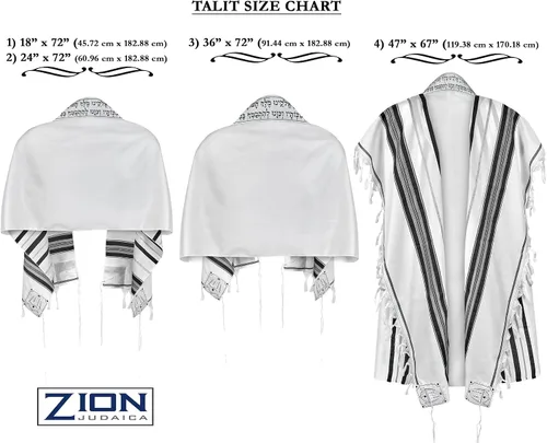 Miniatura 4 de Zion Judaica Tallit Chal de oración con bolsa de talit certificado Kosher Talis Gadol con certificado Tzitzit Israel Importación