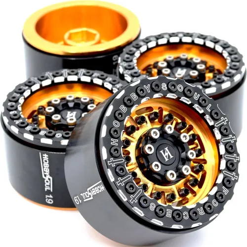 HOBBYSOUL Ruedas de aluminio 1.9 Beadlock de 1.25 pulgadas de ancho, llantas hexagonales de 0.472 in para 1/10 RC Truck TRX4 SCX10 Gen8 mejoras,
