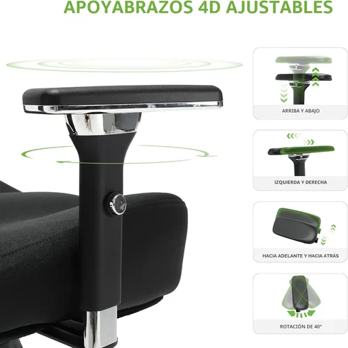 Miniatura 6 de Silla de oficina grande y alta de 700 libras con cojín de asiento ancho y grueso ergonómico W, silla de escritorio de malla de gran